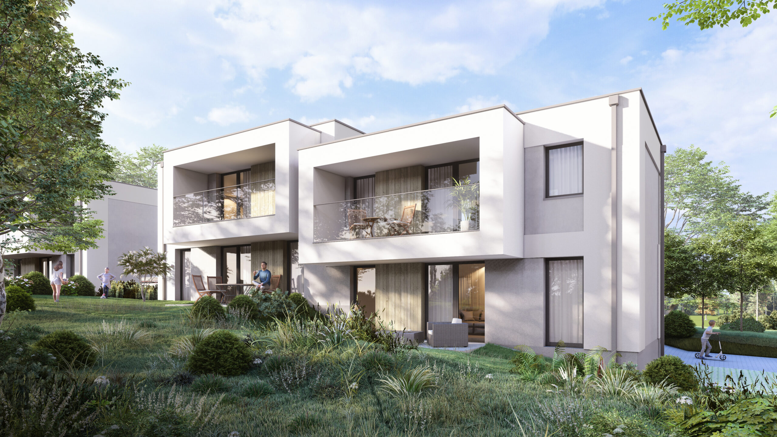 Wizualizacja budynku mieszkalnego Beskidzka 366 w Rzeszowie – elewacja frontowa